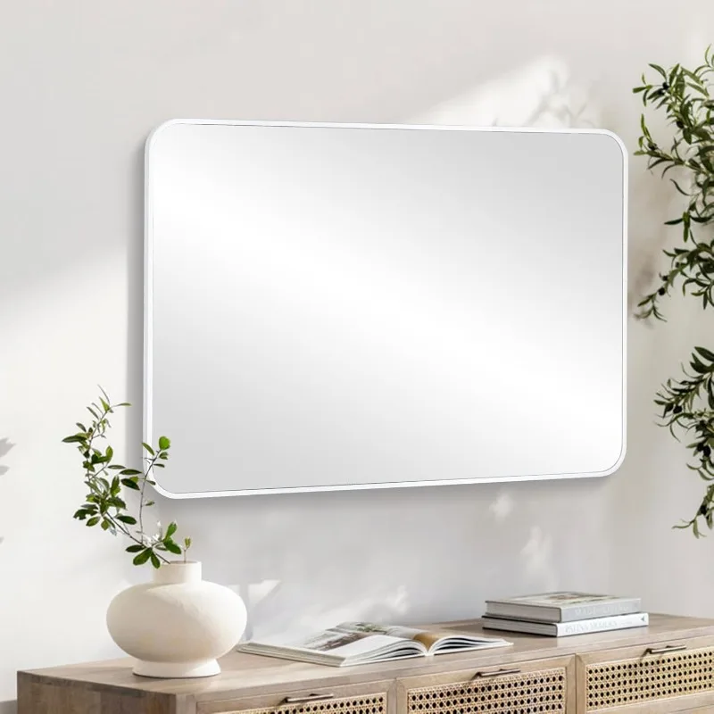 Miroir mural de salle de bain, miroir rectangulaire moderne en verre trempé de 24X36 pouces pour chambre à coucher, salon, entrée