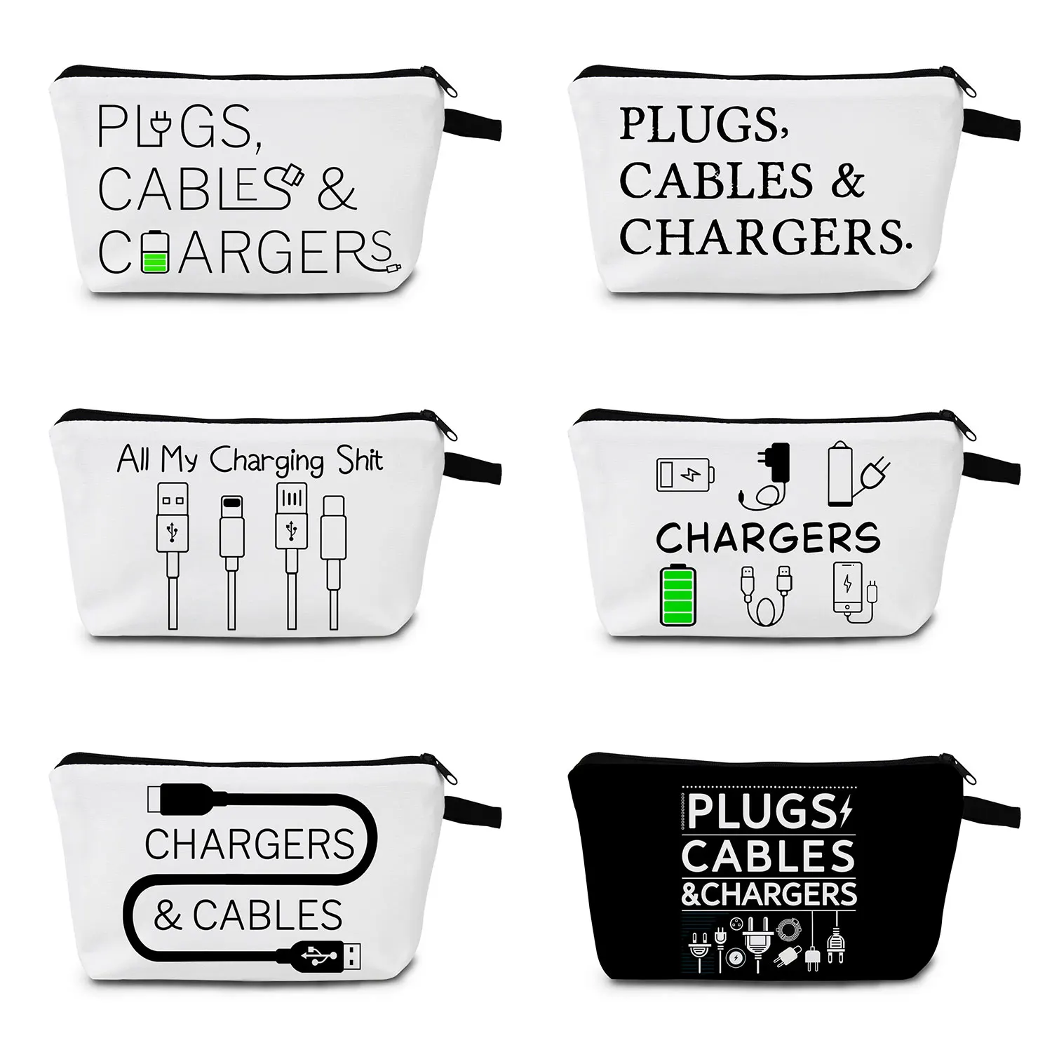 Charger Storages Makeup Bag Charger Plugs Gift for Women Cosmetic Bag for Charging Cord Zipper Pouch Travel Toiletry Bag