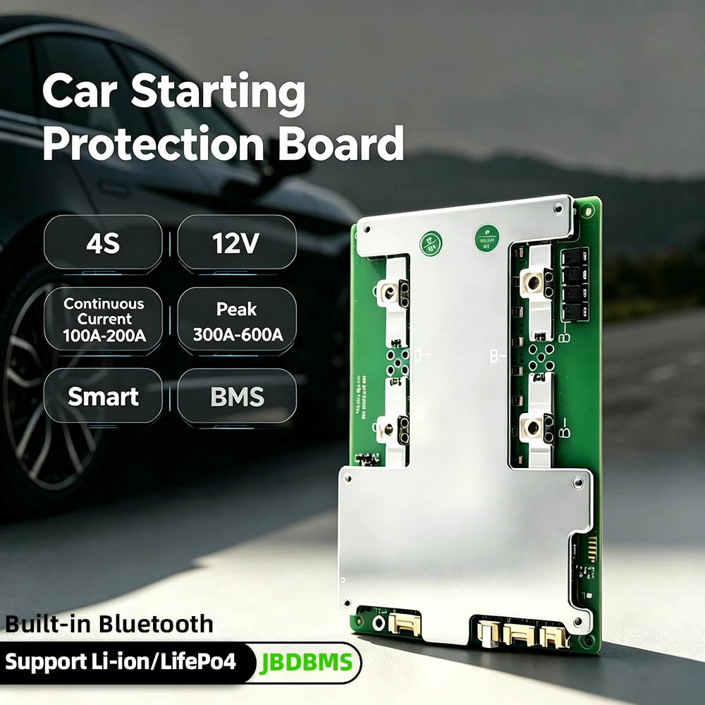 JBDBMS 4S 12V LifePo4 100A 150A 200A Car Start Power BMS UART BT Function NMC LFP Battery Balance Protection Board  smart bms