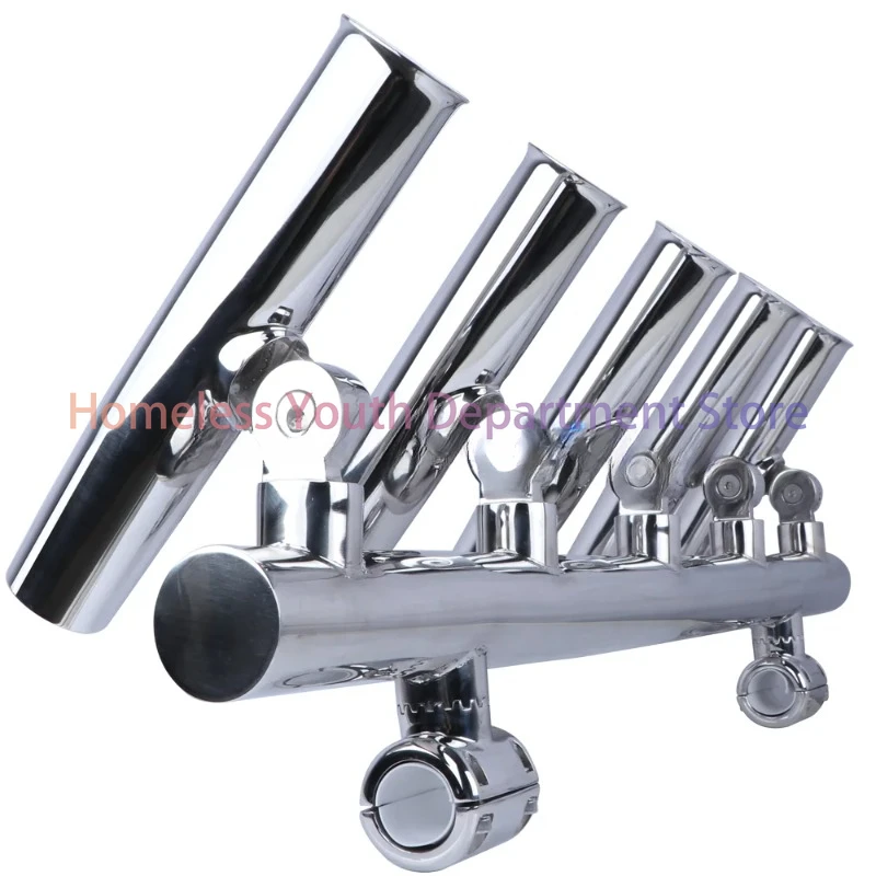 Boat Accessories 5 Tube Adjustable Stainless Rocket Launcher Fishing Rod Holders, Can Be Rotated 360 Deg