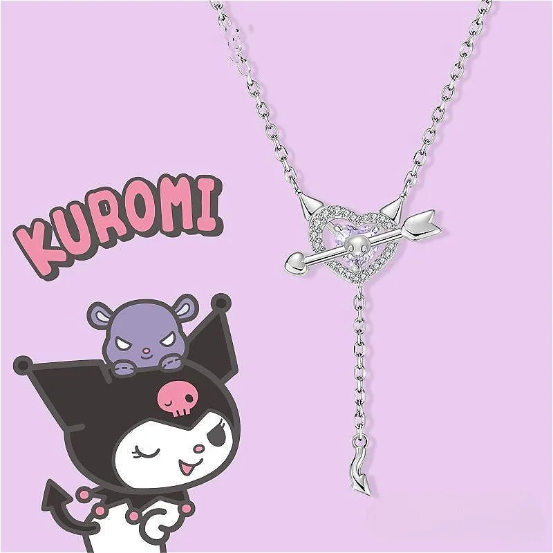 Cartoon Kuromi Necklace Sanrio Anime Character Design Star and Moon Shaped Necklace Women's Kawaii Accessories Birthday Gift