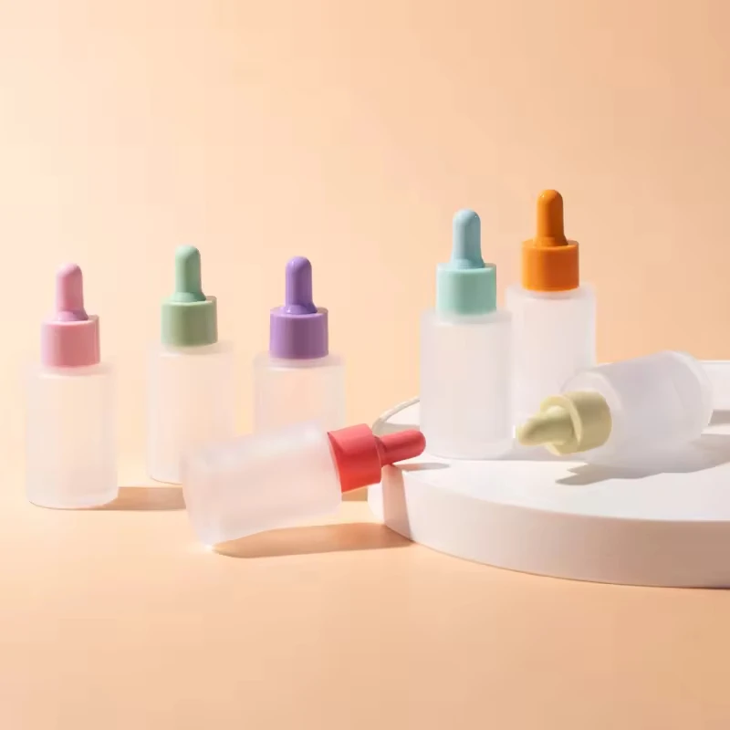 

Oil Dropper Bottle Empty Frosted Bottle for Liquid Makeup Oil Essence Perfumer Vials with Color Caps Macaron Dropper Bottle