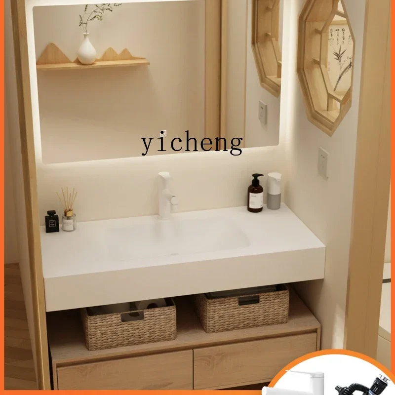 

bathroom cabinet combination washstand rock slab hot bending integrated basin face wash sink