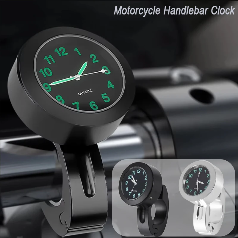 

Motorcycle Handlebar Clock Waterproof Shockproof Buckle Refit Mount Night Vision Aluminum Alloy for Motorcycles Bicycle