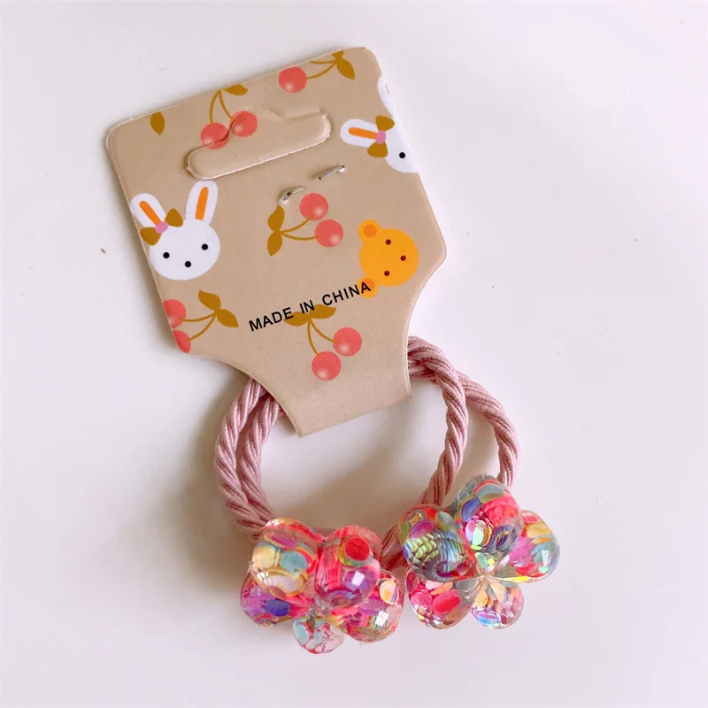 2023 New Baby Girls Cute Cartoon Fruits Flowers Sequins Elastic Hair Bands Sweet Scrunchies Rubber Bands Kid Hair Accessories