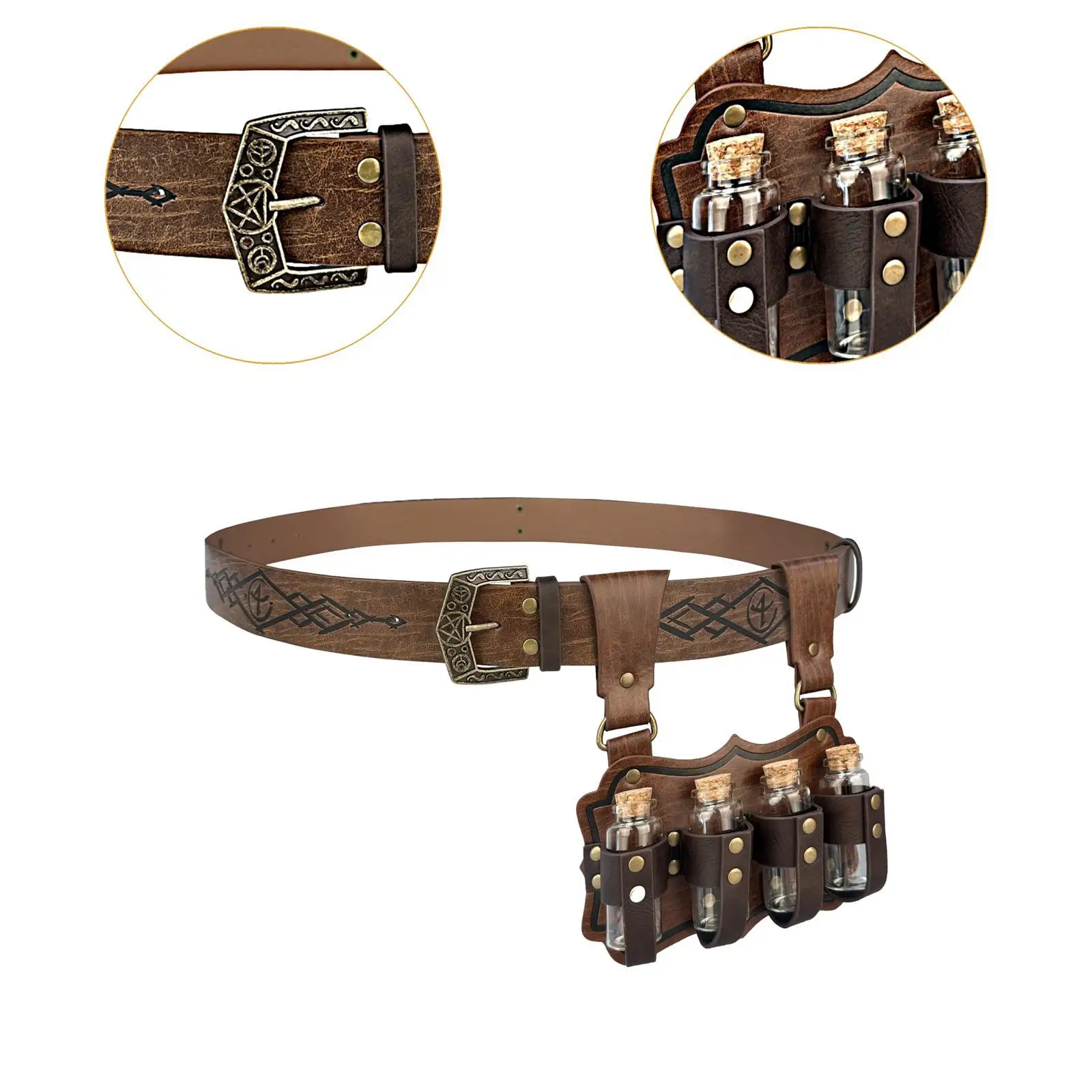 Medieval Alchemy Belt Waist Waistband Steampunk Decorative Comfortable Viking Rivet Belt for Holidays Jeans Cosplay Shirt Blouse