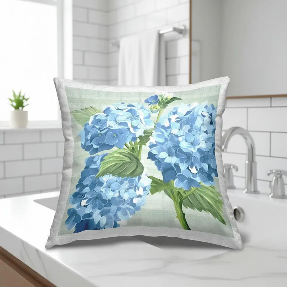 

Hydrangea Floral Country Tartan Print Pillow, 18 x 18, Green
