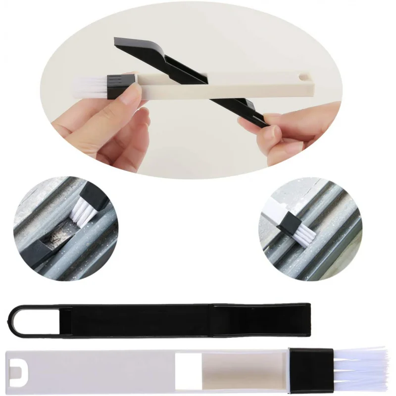 8 Pieces Hand Held Crevice Groove Cleaning Brushes Set Multi-purpose Household Sliding Window Track Dust Scrub Tools Kit