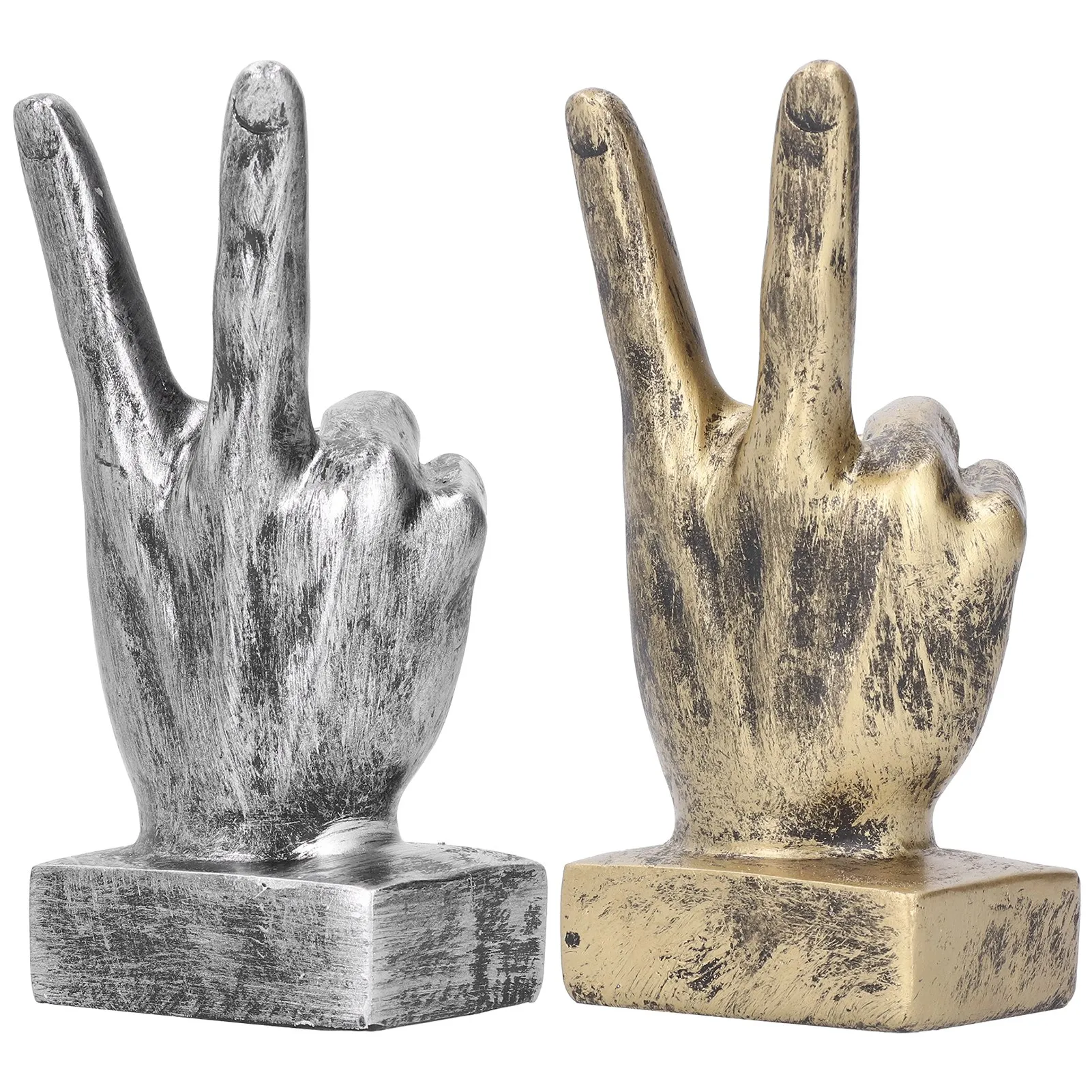 Resin Finger Sign Sculpture Desktop Ornament Decor Perfect Environmentally Finger Gesture Sculpture Home for Neighbor Friends