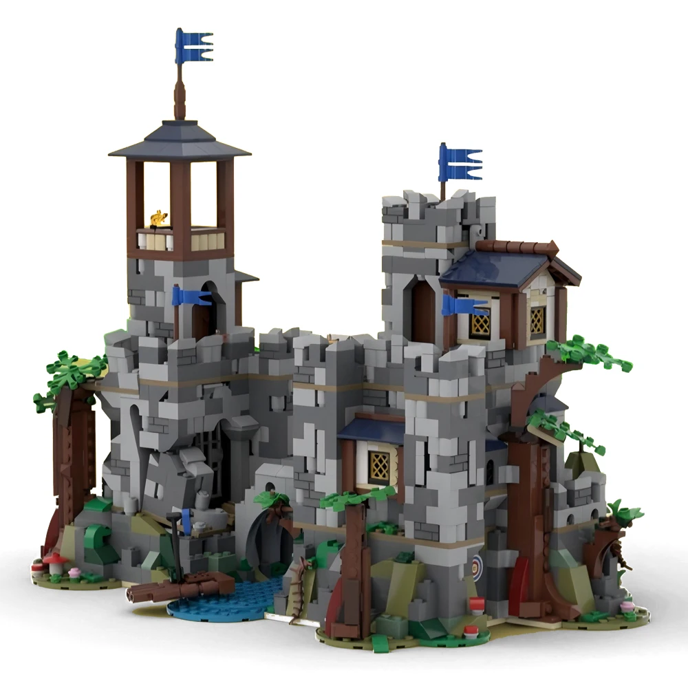 MOC medieval retro architecture forest hideout assembled castle model DIY building block set children's toys boy gift 2118PCS