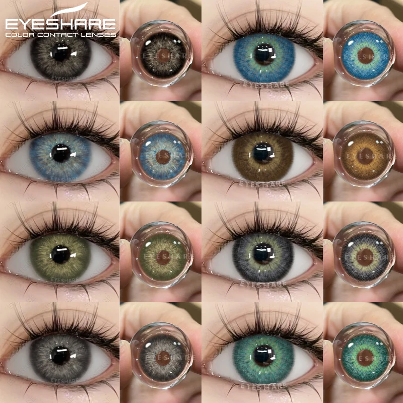 EYESHARE 2 farbige Kontaktlinsen für Augen, natürliche Kontaktlinsen, schwarze Kontaktlinsen, blaue Linsen, kosmetische braune Augenkontaktlinsen