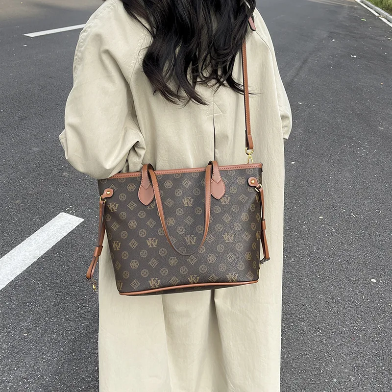 

2025 Autumn Print Tote Bag, Spacious Top Handle Purse for Women, Commuter Underarm Crossbody, Versatile Day-to-Night Bag