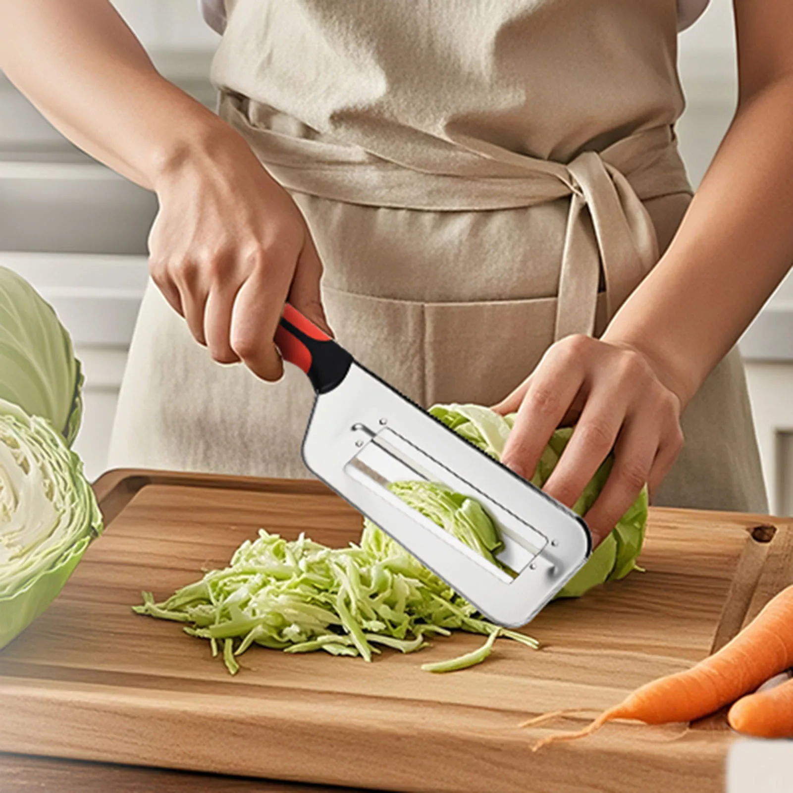 

Kitchen Vegetable Slicer Knife Stainless Steel Double Slice-Blade Slicing Kitchen Knife Fish Scale Cleaner Knive Cabbage Slicer