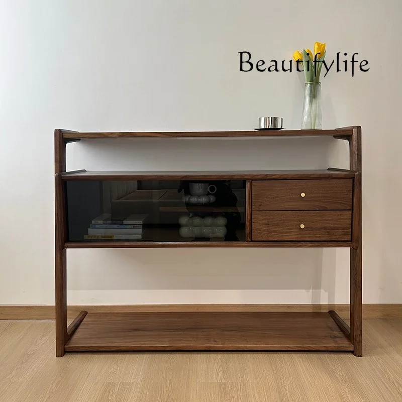 

qU Living room, entrance cabinet, North American black walnut log table, counter, foyer, strip cabinet, Nordic multi-purpose loc