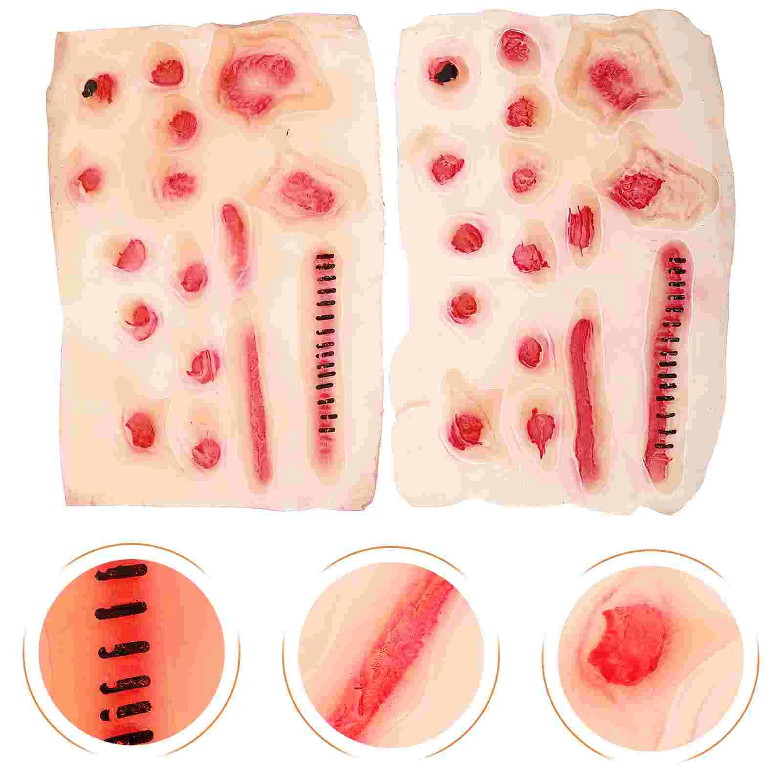 2 Pcs 흉터 스티커 메이크업 용품 할로윈 얼굴 문신 상처 데칼 현실적인 가짜 야외 장식