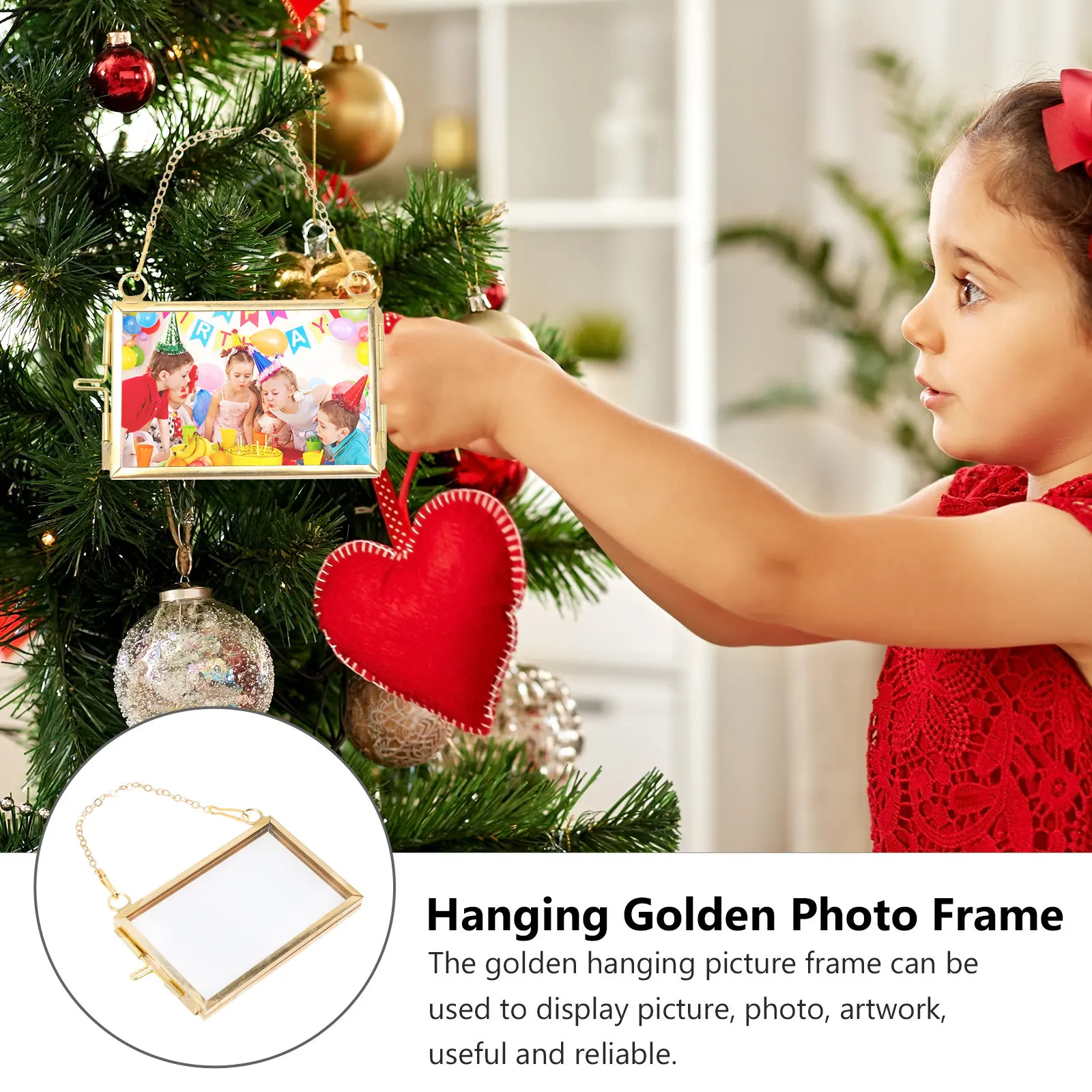 2Pcs Gold Metal Floating Picture Frame Set