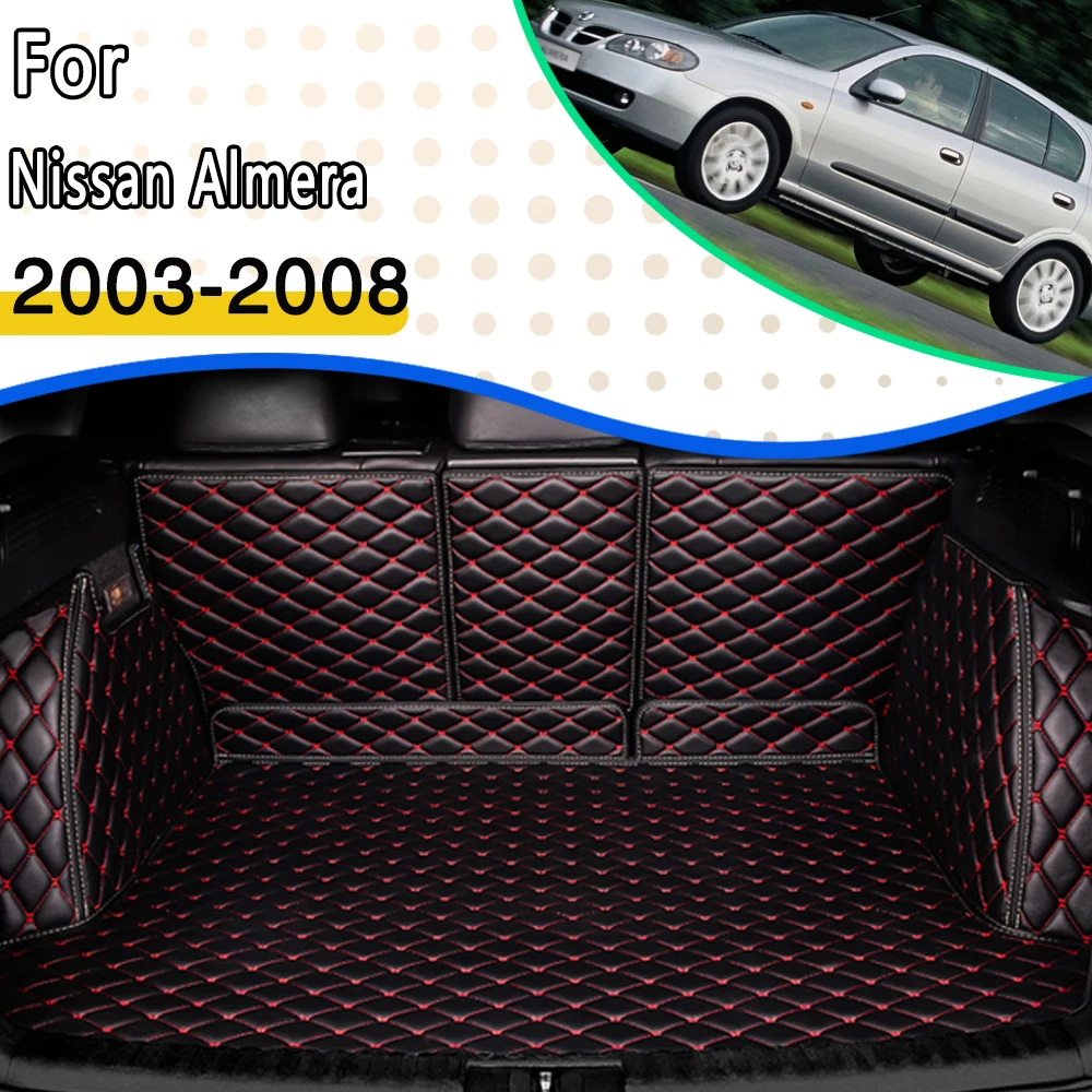 Car Rear Trunk Mat For Nissan Almera N16 2003 2004 2005 2006 2007 2008 Leather Tray Carpet Mud Apetes Para Carro Car Accessories