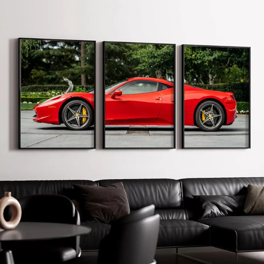 Red Motorsport Car Painting Calligraphy Canvas Wall Art Poster Set for Bedroom Living Room Home Decor Prints Gift