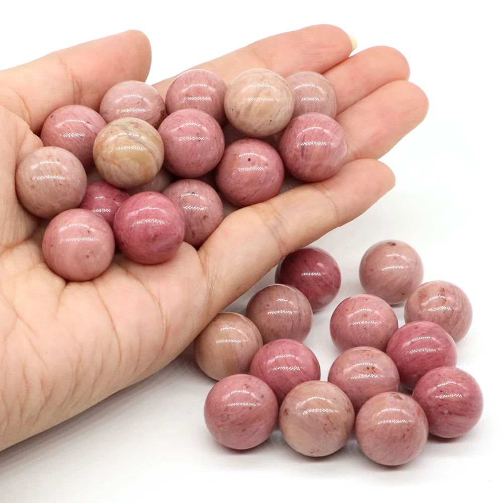 16mm Pink Rhodonite Natural Stone Round Ball Healing Crystal Sphere Energy Mineral Specimen Gem Globe Home Decor Meditation Gift