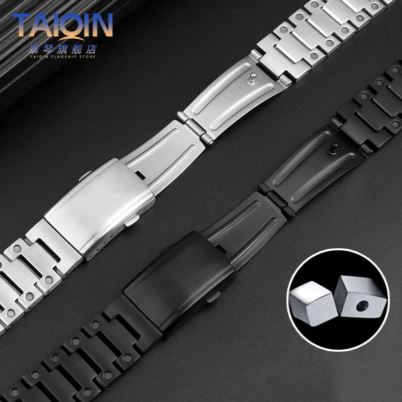 For Casio GM-110 GM 110 Steel Watch Strap G-Shock Small Steel Cannon GM110 Stainless Steel Solid Turtle Buckle Watchband 16mm