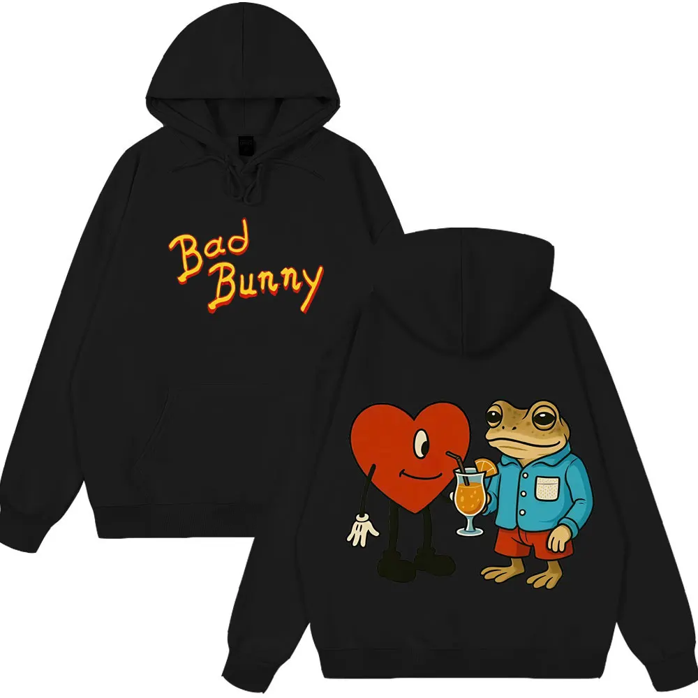 

Свитшот-худи оверсайз в стиле хип-хоп с принтом Rapper Bad Bunny Debi Tirar Mas Fotos DTMF World Tour, винтажный, свободный крой, для мужчин и женщин