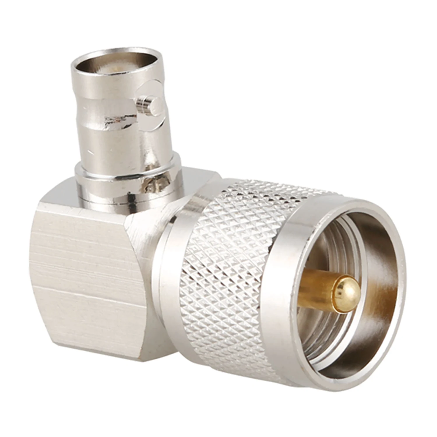 Uhf Pl259 PL-259 Man Naar Bnc Vrouwelijke Haakse Rf Adapter Connector, Zilver
