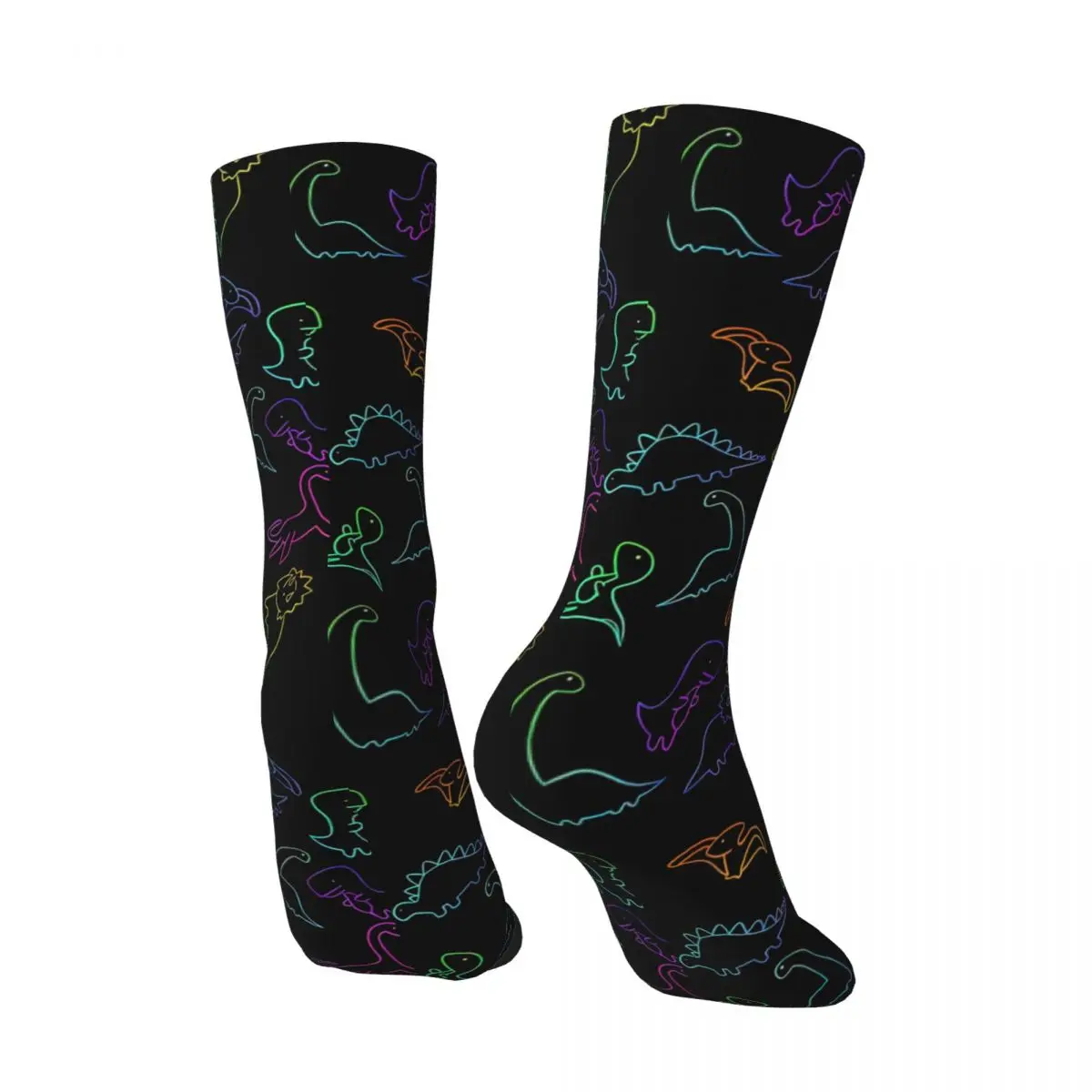 Retro Rainbow Dinosaurs Men's Socks T. Rex Dinosaurs Unisex Hip Hop Seamless Printed Crazy Crew Sock Gift