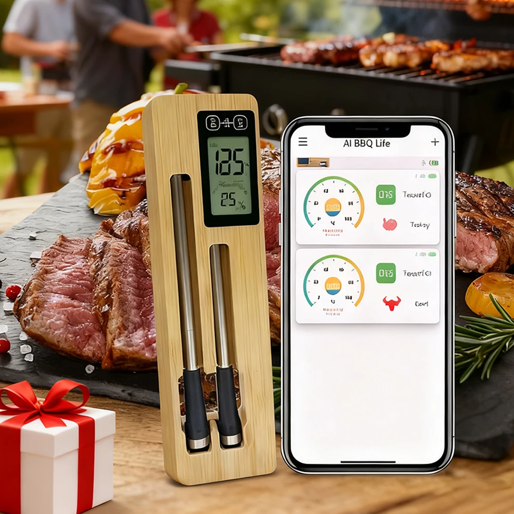 

Беспроводной цифровой термометр для мяса, дальний диапазон Bluetooth 5.2 с управлением через приложение, водонепроницаемость IP68, магнитные умные термометры для пищевых продуктов