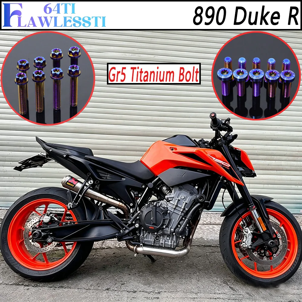 FLAWLESSTI Gr5 Titanium Bolt Magneto Clutch Cover Front Rear Brake Disc Frame Chain Cover Water Pump Bolt For KTM 890 Duke R