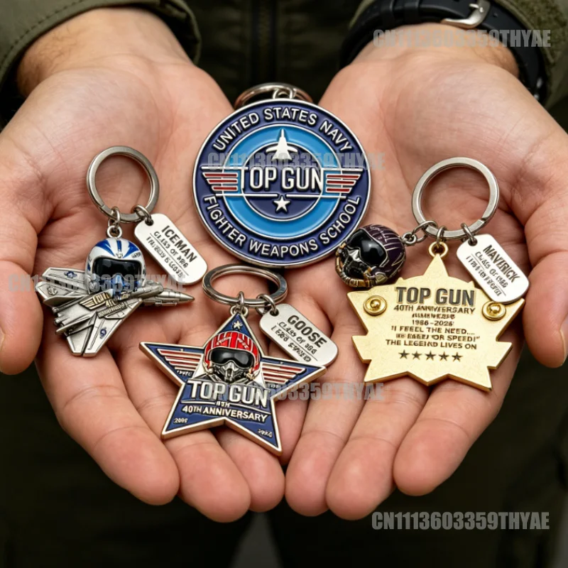 In Stock-Top Gun 40th Anniversary Keychain Pin Coin Pilot Duck Cosplay Collectible Figurine 2026 Movie Fan Exclusive Gift