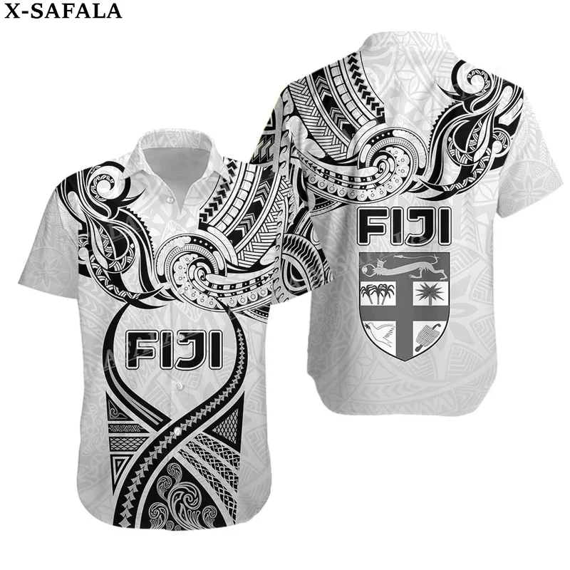 Fiji Rugby Polynesia Fiji For 7s, Its Time 3D Print Mens Hawaiian Beach Shirt  BUTTON UP SHIRT Fashion Short Sleeve Tops-2