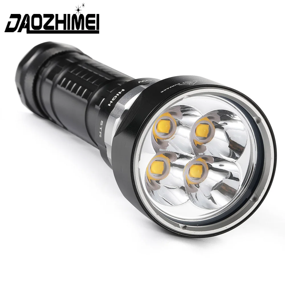 IPX8 LED Diving Flashlight 4*XHP50 dive Torch White/ Yellow light Underwater Waterproof Diver Lamp 3 Mode 26650 hunting Lantern