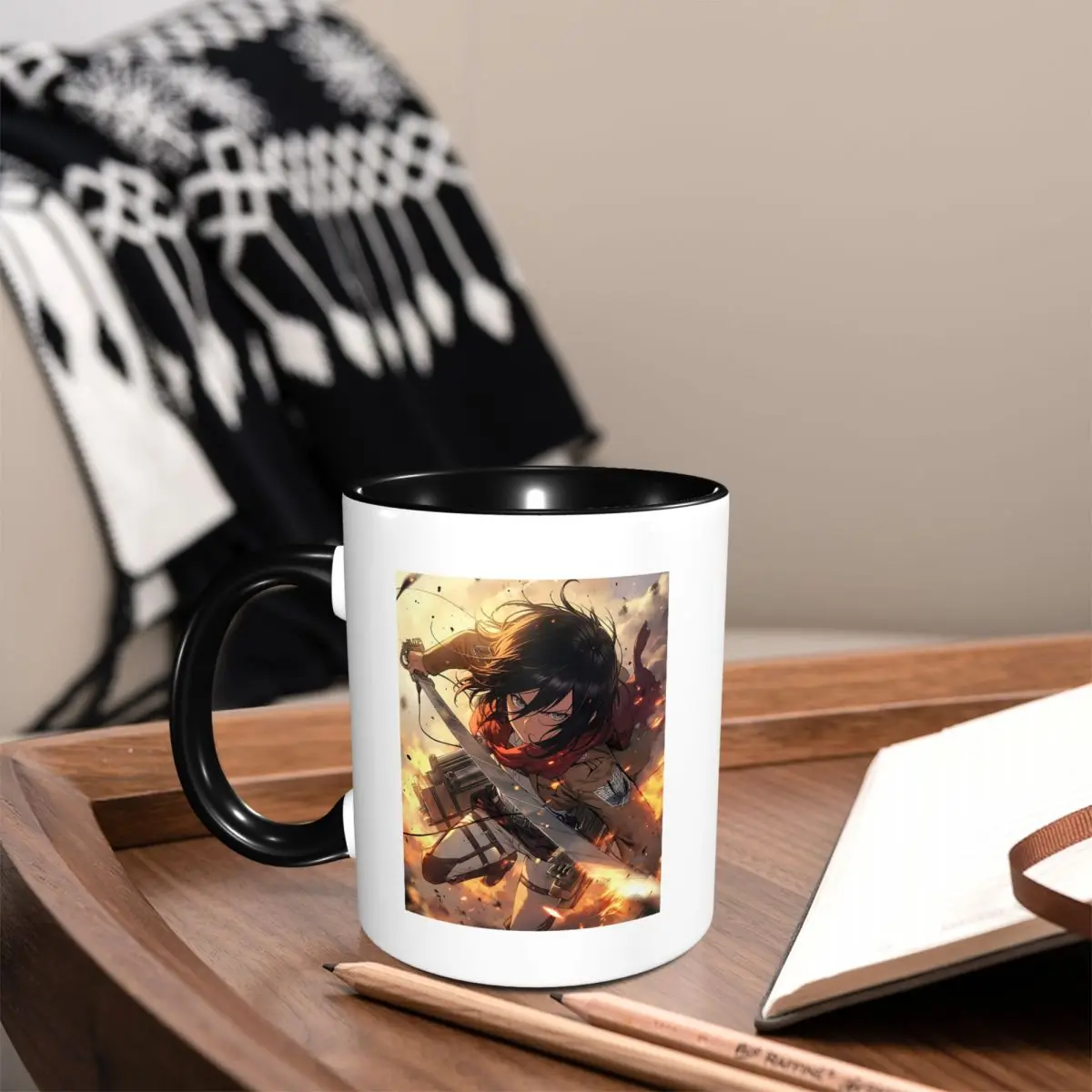 Anime Attack On Titan Mikasa Ackerman Mug Funny Ceramic Coffee Cups Tea Mugs Milk Cup Drinkware Gifts for Woman Man