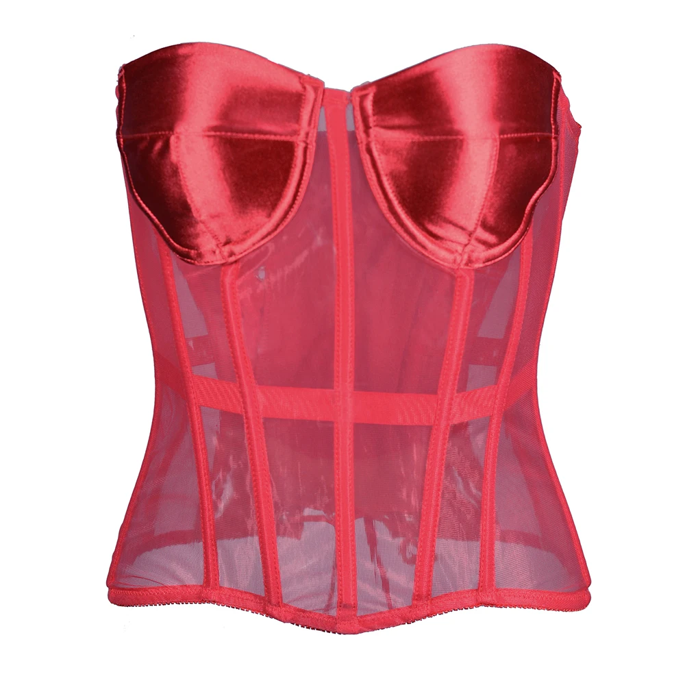 2025 Sexy women's Mesh Overbust corsetto top Ladies Slimming Fit See Through corsetti e bustini Body Shaper Plus Size XXS-5XL