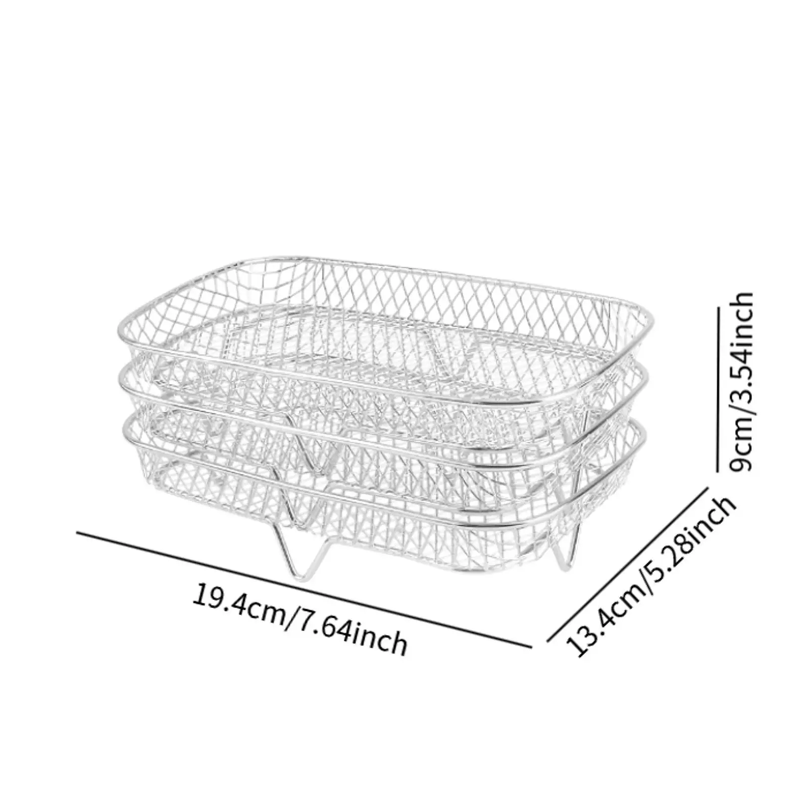 電気フライヤーラック,積み重ね可能,3層,脱水スタンド,エアフライヤーアクセサリー,バーベキュー調理グリル,焦げ付き防止,長方形,3個