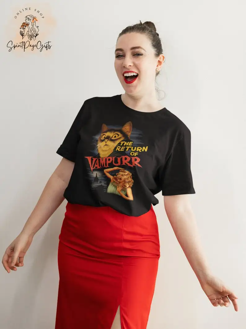 The Return Of Vampurr Vintage T-Shirt,   Horror Movie  Vampire  Cat Lovers Shirt