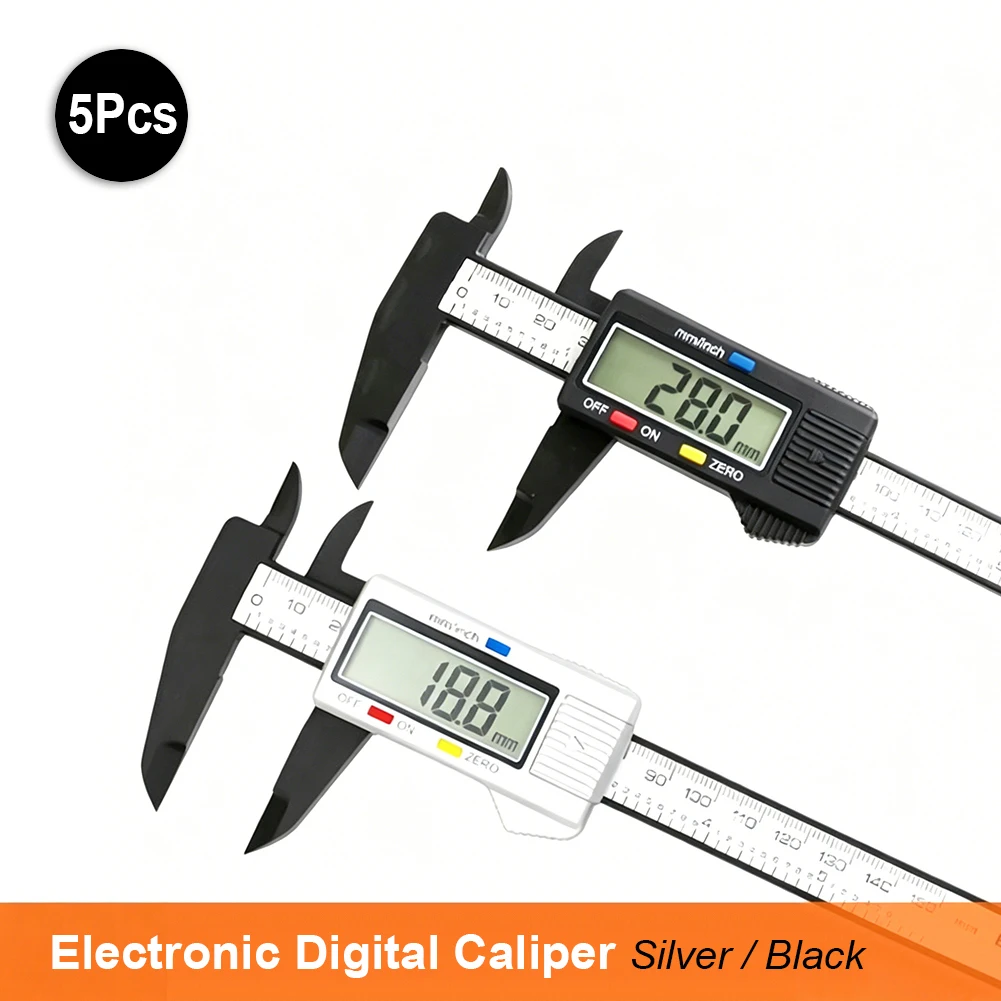 0-150mm Plastic Electronic Digital Caliper Wholesale 5Pcs Dental Lab Measuring Instrument Gauge Vernier Ruler Built-in Battery