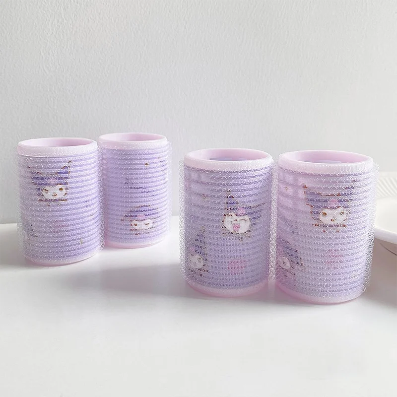 

4pcs Sanrio Kuromi Bangs Hair Root Fluffy Hair Clips Hair Top Curling Barrel Portable Kitty Roller Salon Tools Decoration Gift