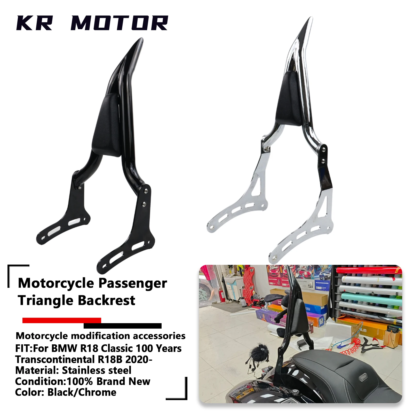 

Motorcycle Fit For BMW R18 Classic 100 Years R18B Transcontinental R 18 B 2020- Passenger Backrest Triangle Attitude Sissy Bar