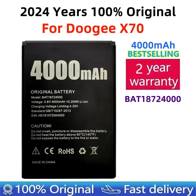 

Replacement Batteries For Doogee X70, Original, New, BAT18724000, 4000mAh, Phone Battery