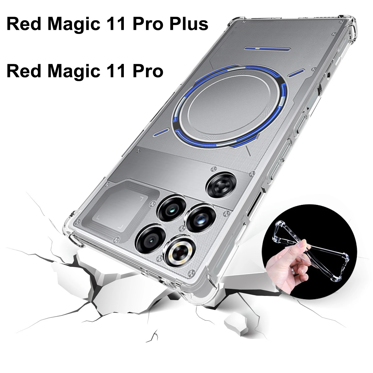 Para zte nubia red magic 11 pro caso almofada de ar à prova de choque airbag claro silicone tpu capa traseira para nubia redmagic 11 pro