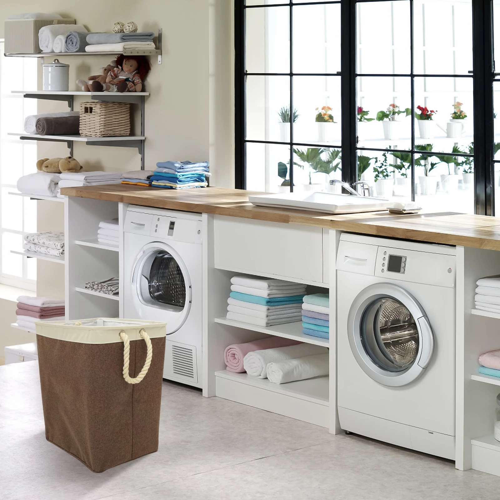 

Foldable Laundry Basket with Sturdy Handles Large Capacity for Dirty Clothes Storage Bathroom Bedroom Nursery Travel Use Space