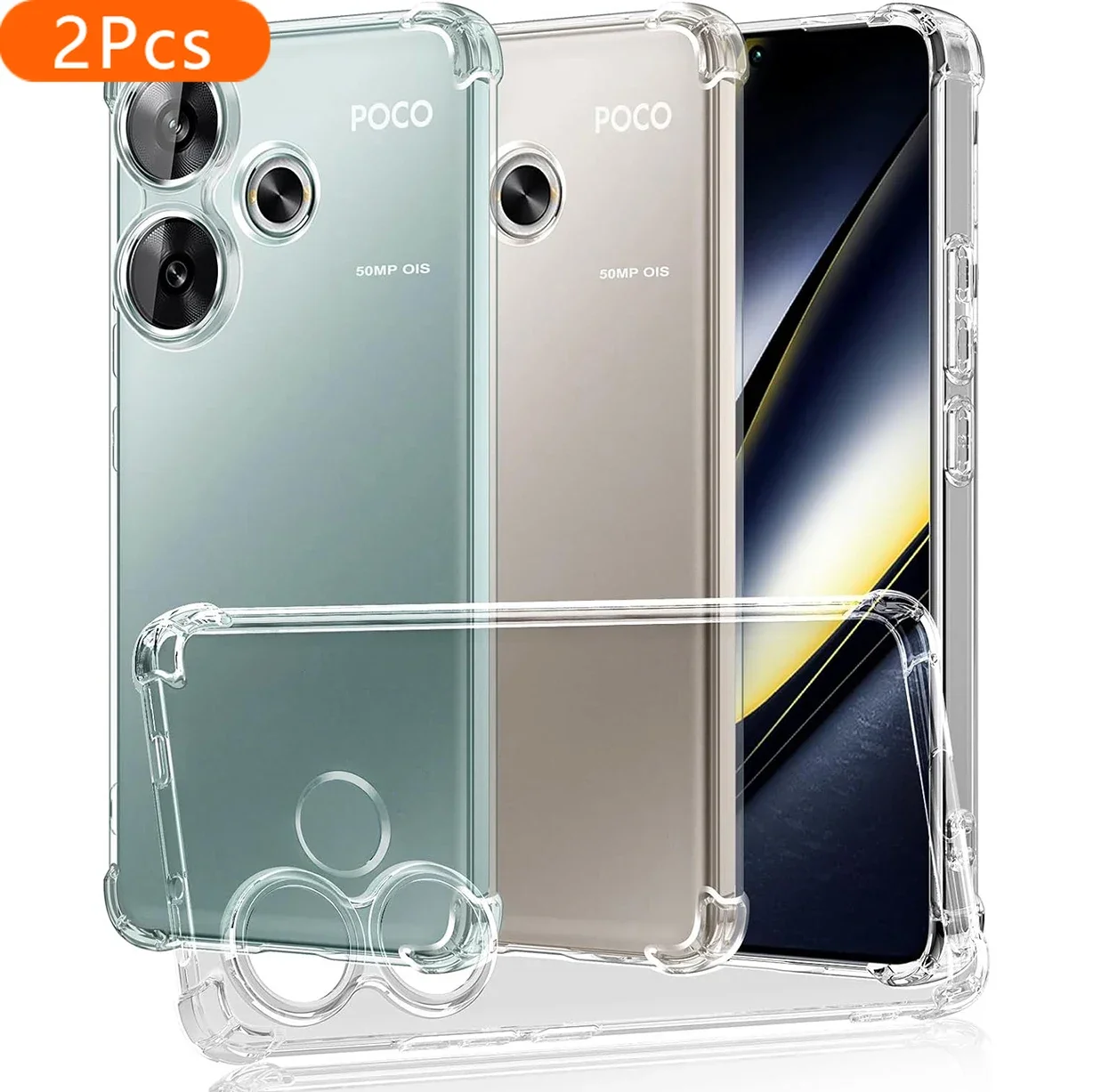 

2Pcs Luxury Clear Silicone Soft Case For Xiaomi Poco F6 F5 X6 X5 X4 X3 F2 Pro F3 F4 X2 Transparent Ultra-Thin Back Shell Slim Co
