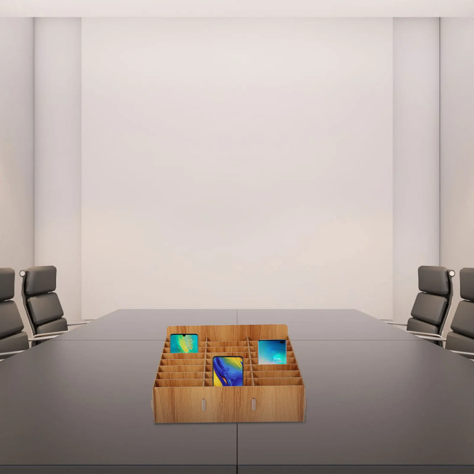 

1Pcs Multi-Grid Wooden Phone Storage Box 24 Grids Temporary Mobile Organizer Holder for Meeting Room Classroom Shop