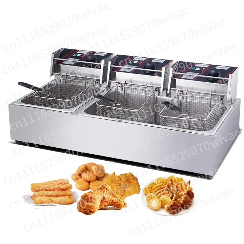 Commercial Automatic Deep Fryer, 10L/20L/30L Stainless Steel Electric/Gas  Fryer for Fried Chicken Potatoes in Restaurant