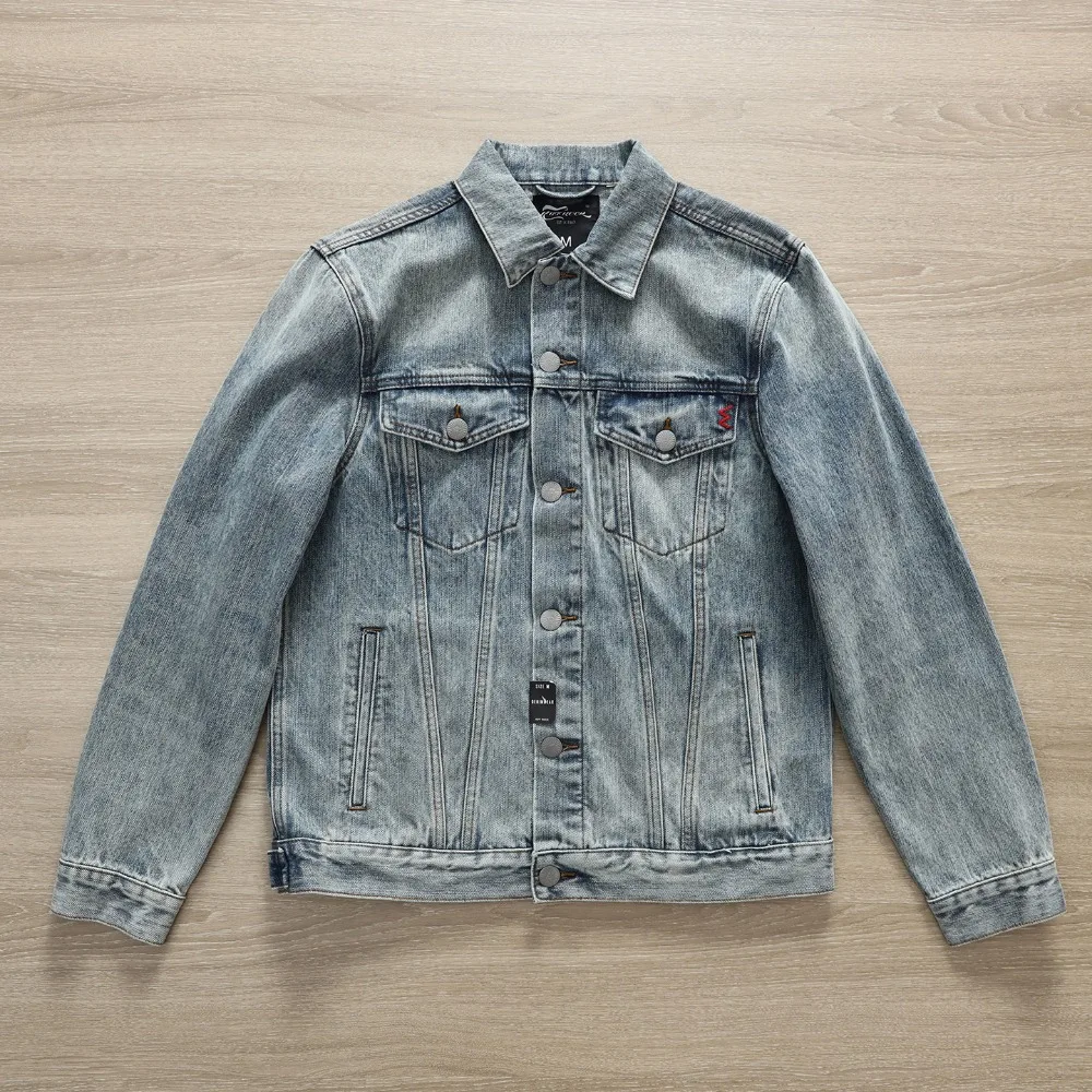 

Heavy washed thick workwear denim jacket men's classic distressed multi-pocket jacket men's autumn and winter new casual top