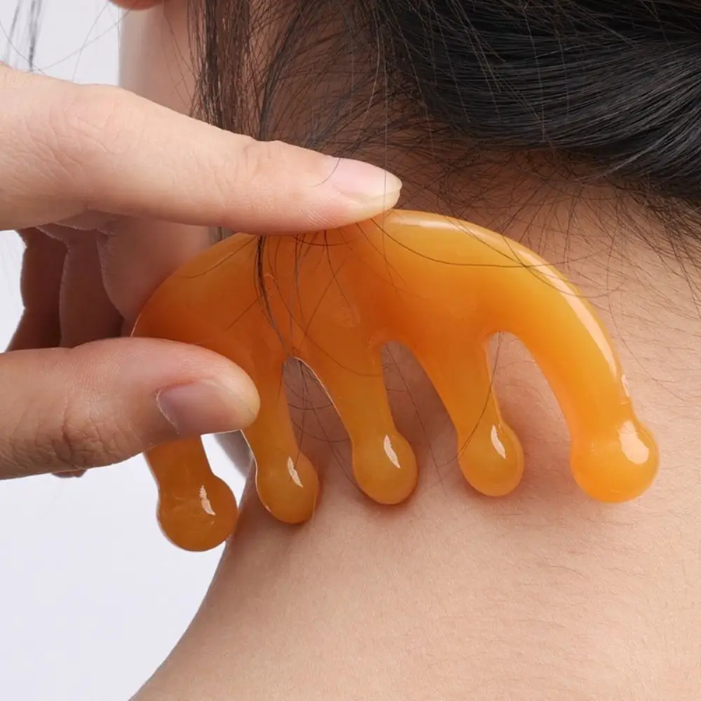 Nuevo peine de masaje de plástico amarillo antiestático masaje meridiano corporal circulación sanguínea peine de cinco dientes anchos