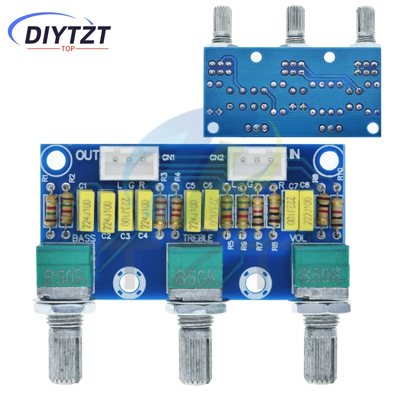 TZT XH-M802 Modul Daya Preamp Amplifier Papan Nada Pasif Papan Penyesuaian Suara Rendah Tinggi