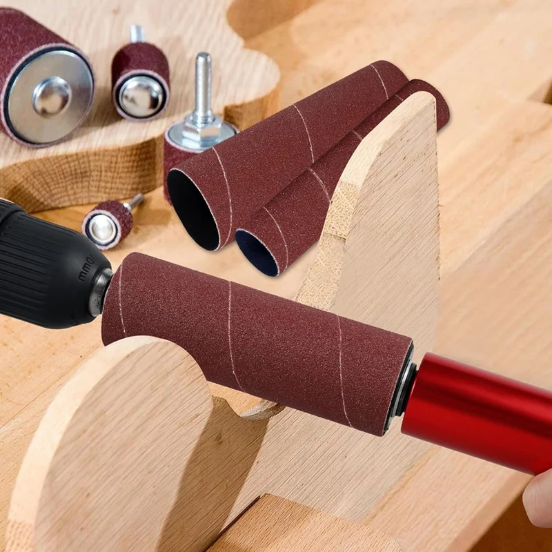 Drum Sander Set,Rubber Sanding Drum Spindle Sander Adapter, With 120 Grit Sandpaper Drum, Sanding Sleeves Power Drill