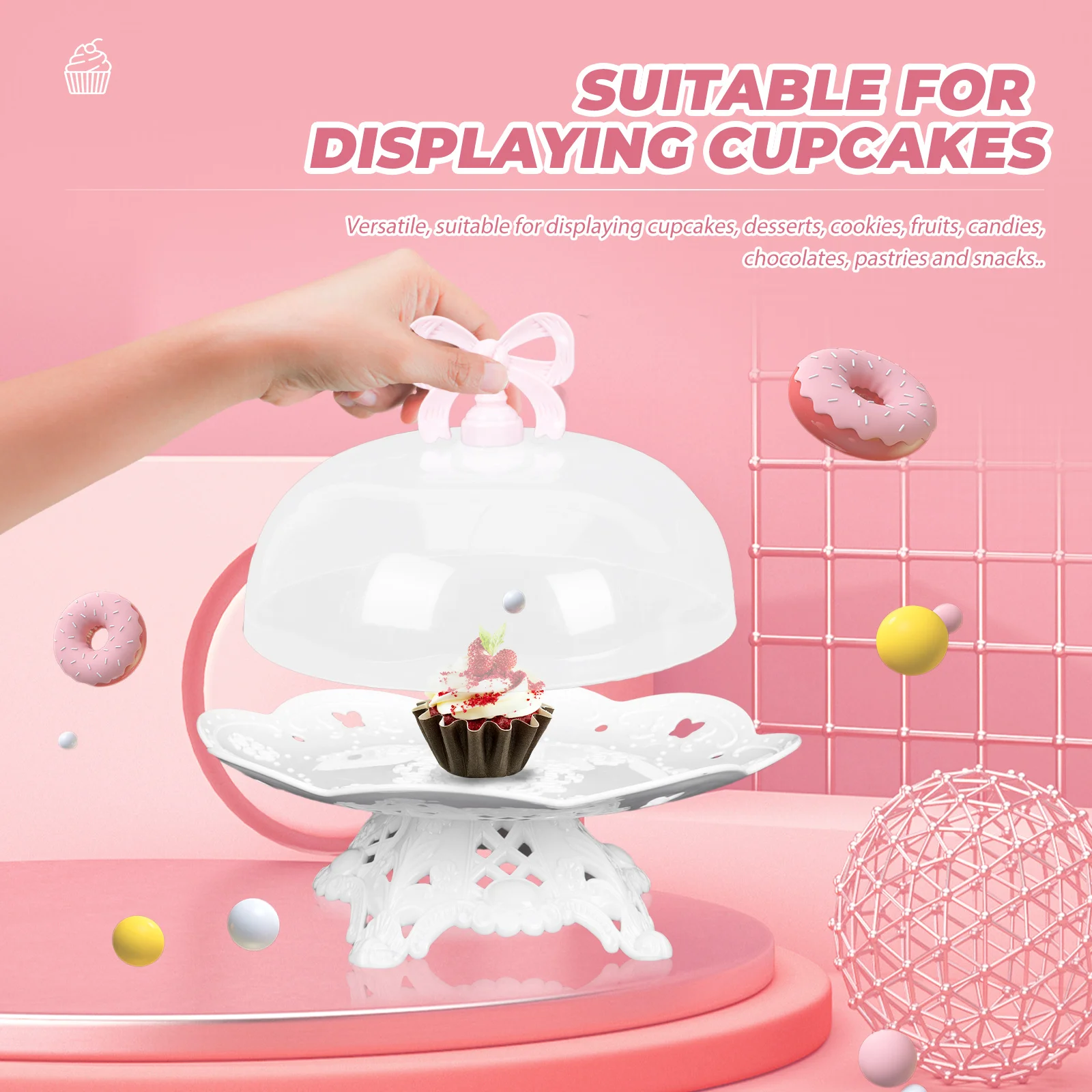 

1 set Dessert Cake Stand ABS Snack Serving Tray Table Holder for Wedding Party Outdoor Picnic Pastry Bread Dish High Base Trays